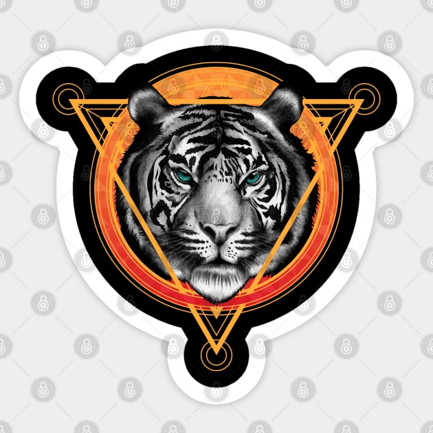 Geometric Tiger Sticker by Sachpica